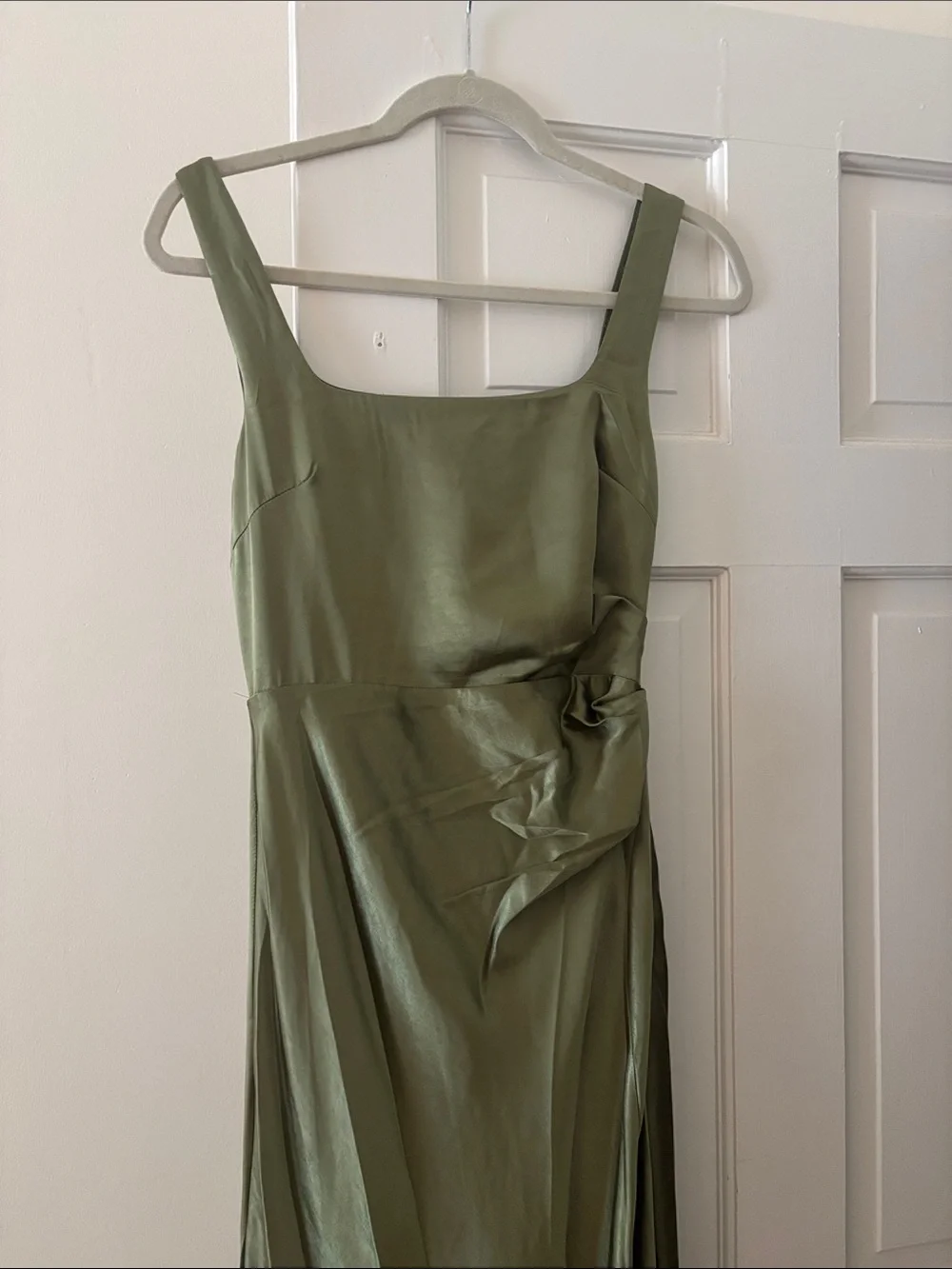 Olive Green Square-Neck Maxi Dress with Side Slit - Picture 5 of 5